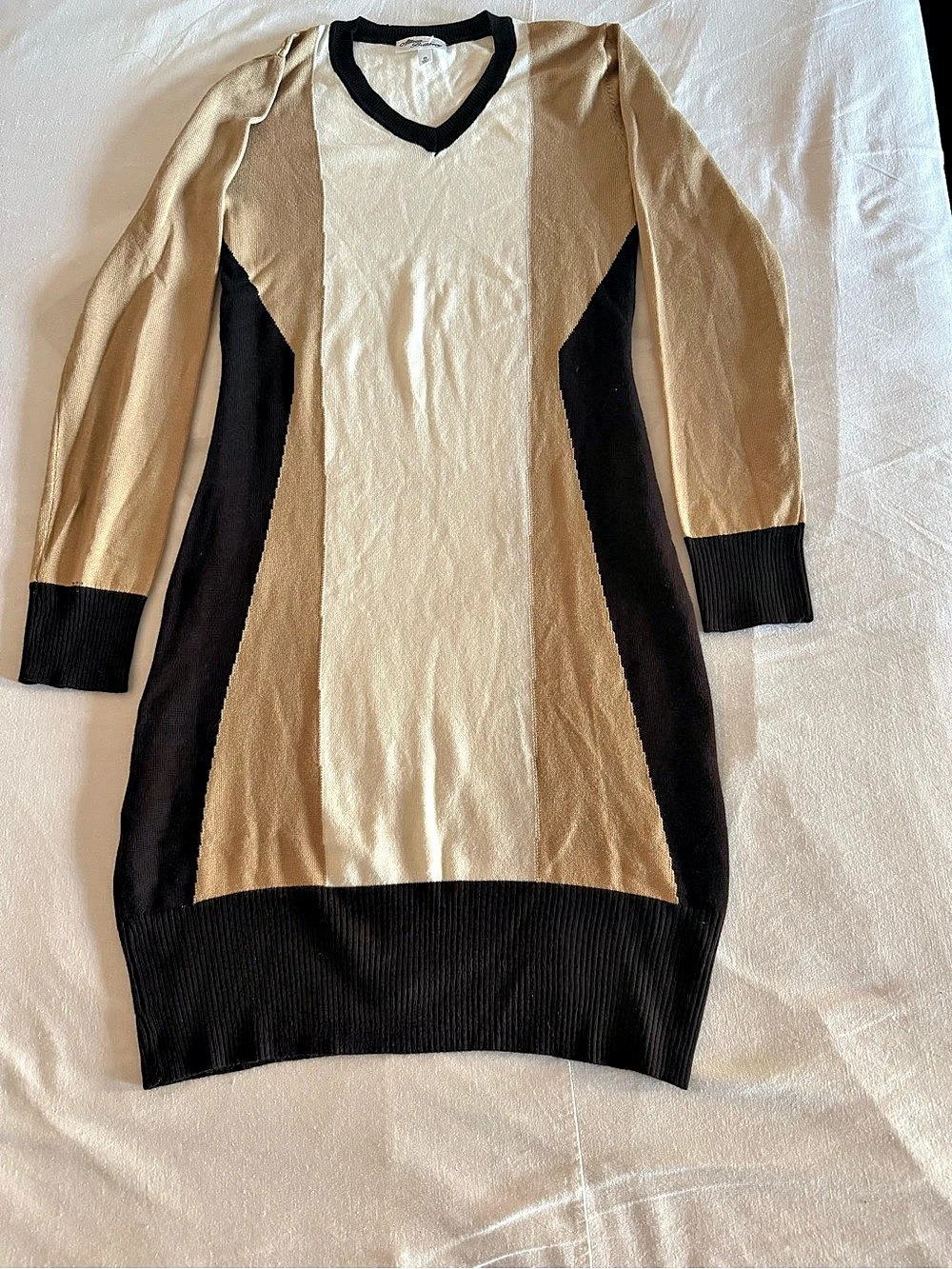 Allison Brittney Color Block V-Neck Mini Dress Size Small